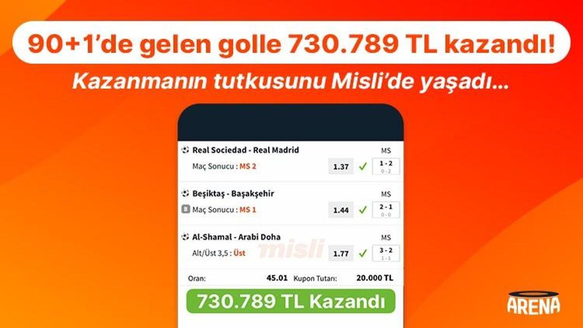 90+1’de gelen golle 730.789 TL kazandı! Kazanmanın tutkusunu Misli’de yaşadı…