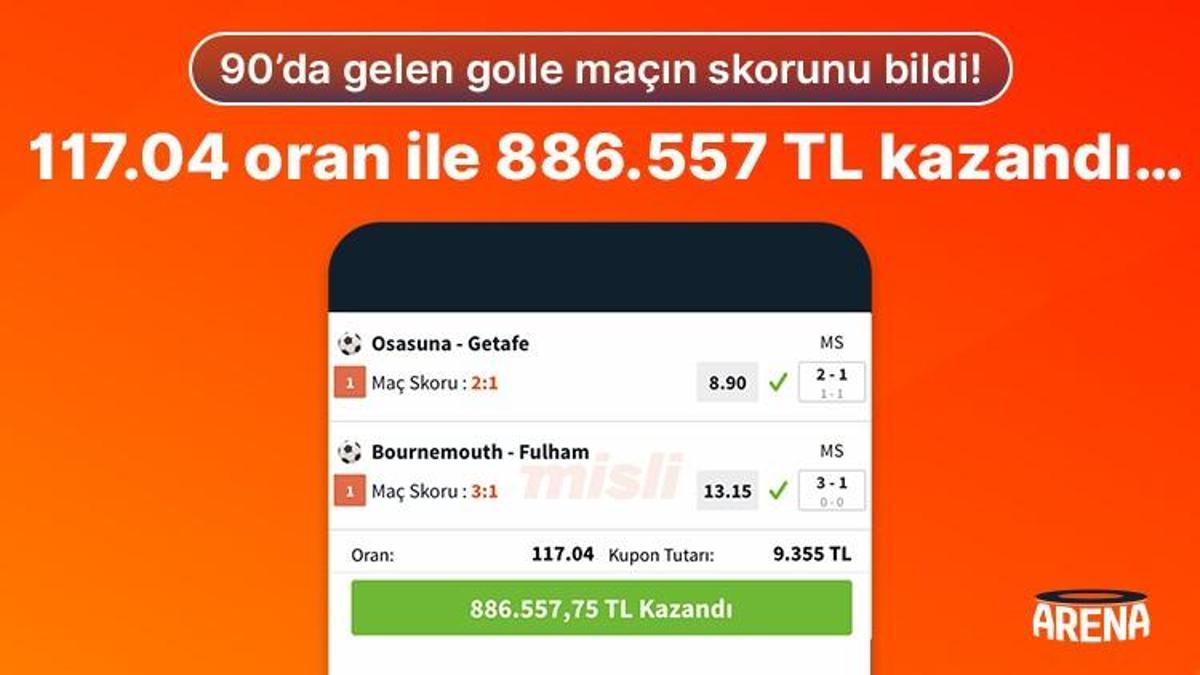 90’da gelen golle maçın skorunu bildi! 117.04 oran ile 886.557 TL kazandı…