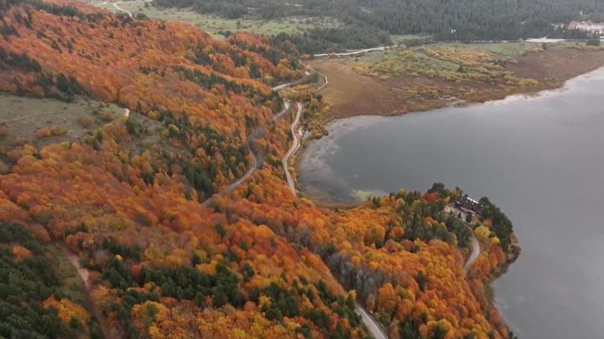 Abant'ta sonbahar şöleni! Göl girişinde kilometrelerce kuyruk oluştu