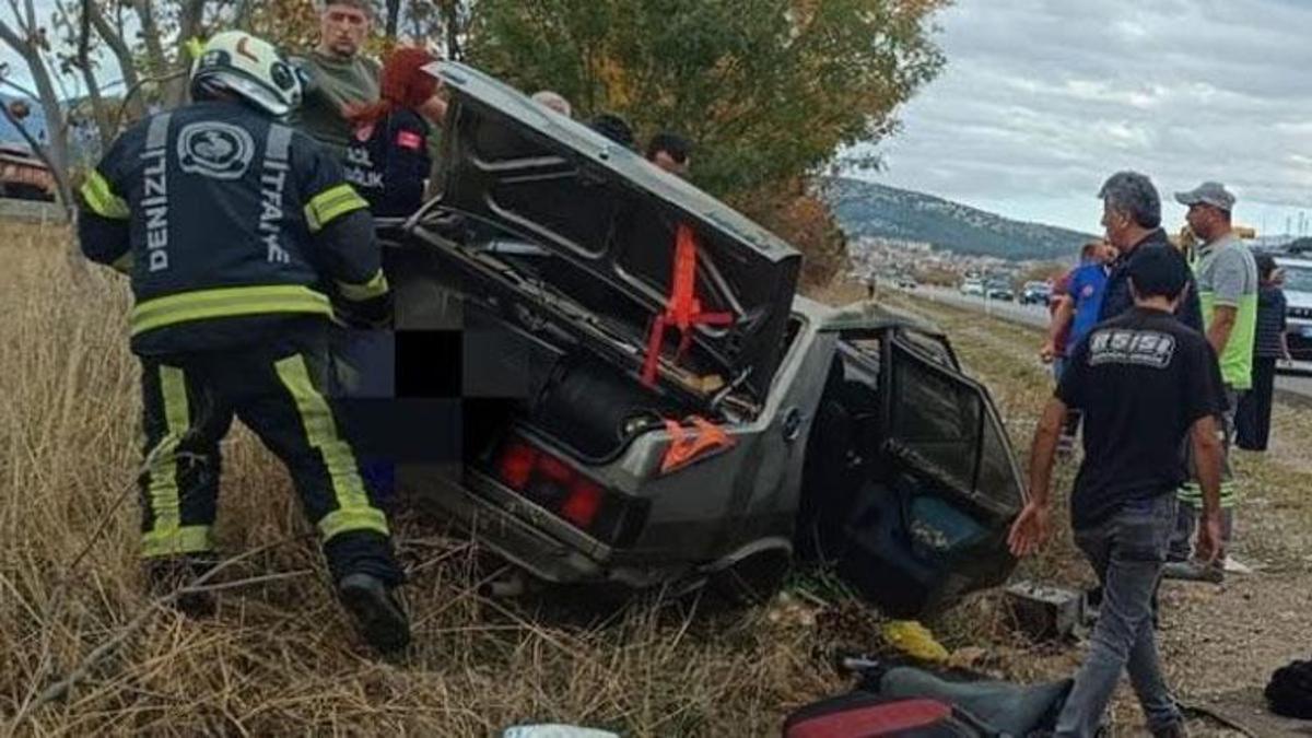 Denizli’de hurdaya dönen araçtan yaralı kurtuldu