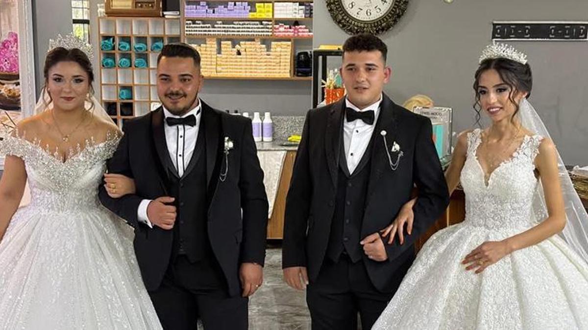 Antalyalı kardeşler babadan kalma geleneği yaşatıp aynı gün evlendiler