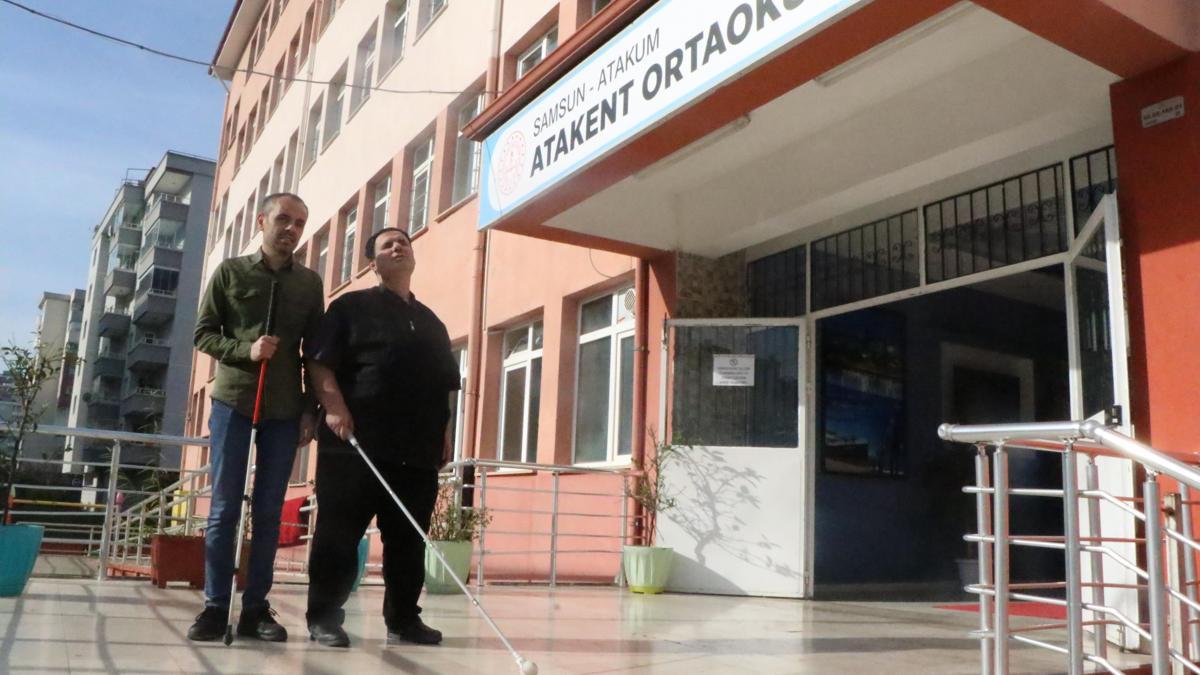 Aynı okulda görevli görme engelli iki öğretmen çevrelerine ilham veriyor