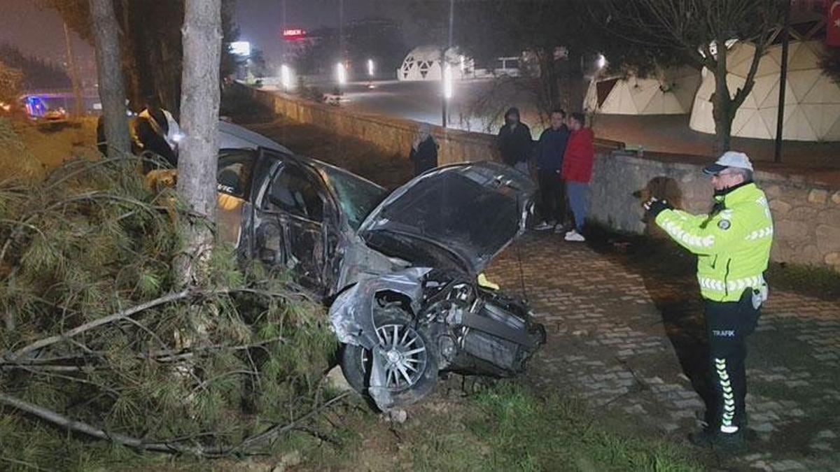Karabük’te kontrolden çıkan otomobil, direk ve ağaçlara çarptı: 1 yaralı