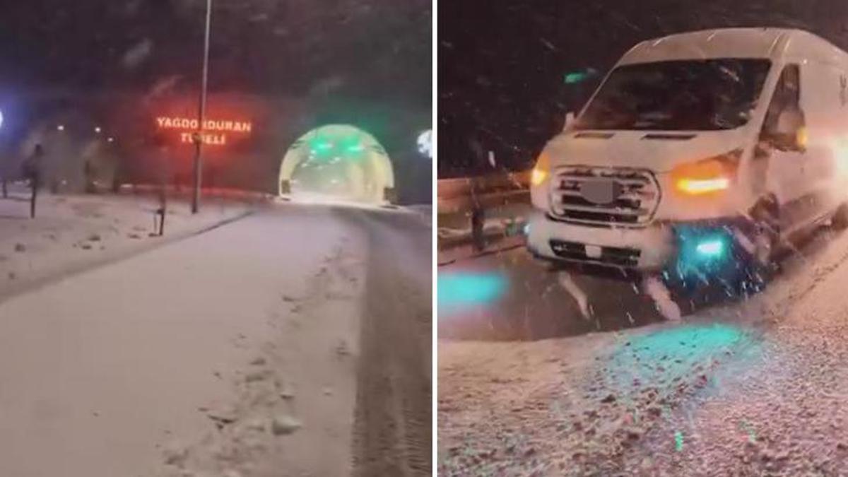 Kar yağışı etkili oldu! Sürücüler güçlükle ilerledi