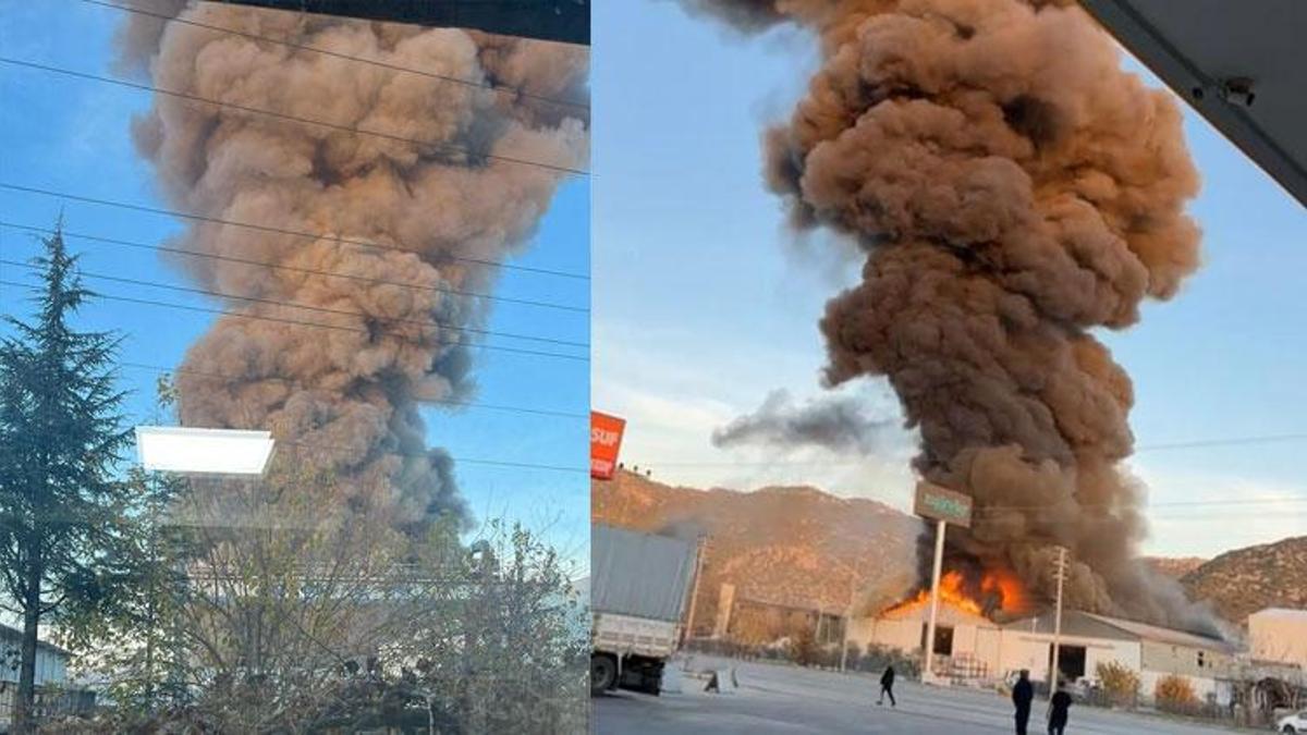 Burdur Bucak'ta mermer fabrikasında yangın çıktı