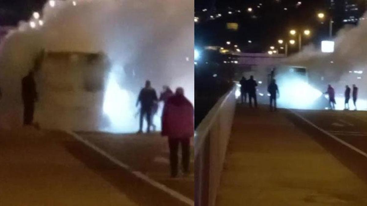 Zonguldak'ta halk otobüsünde yangın paniği