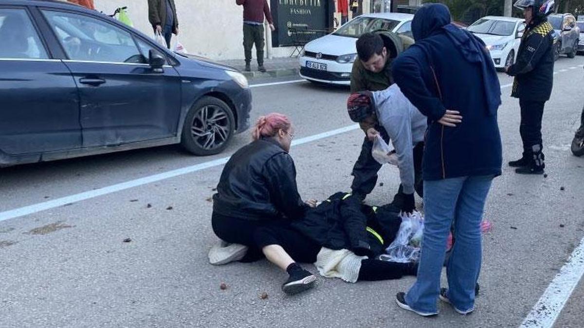 Mudanya'da motosikletin çarptığı kadın yaralandı