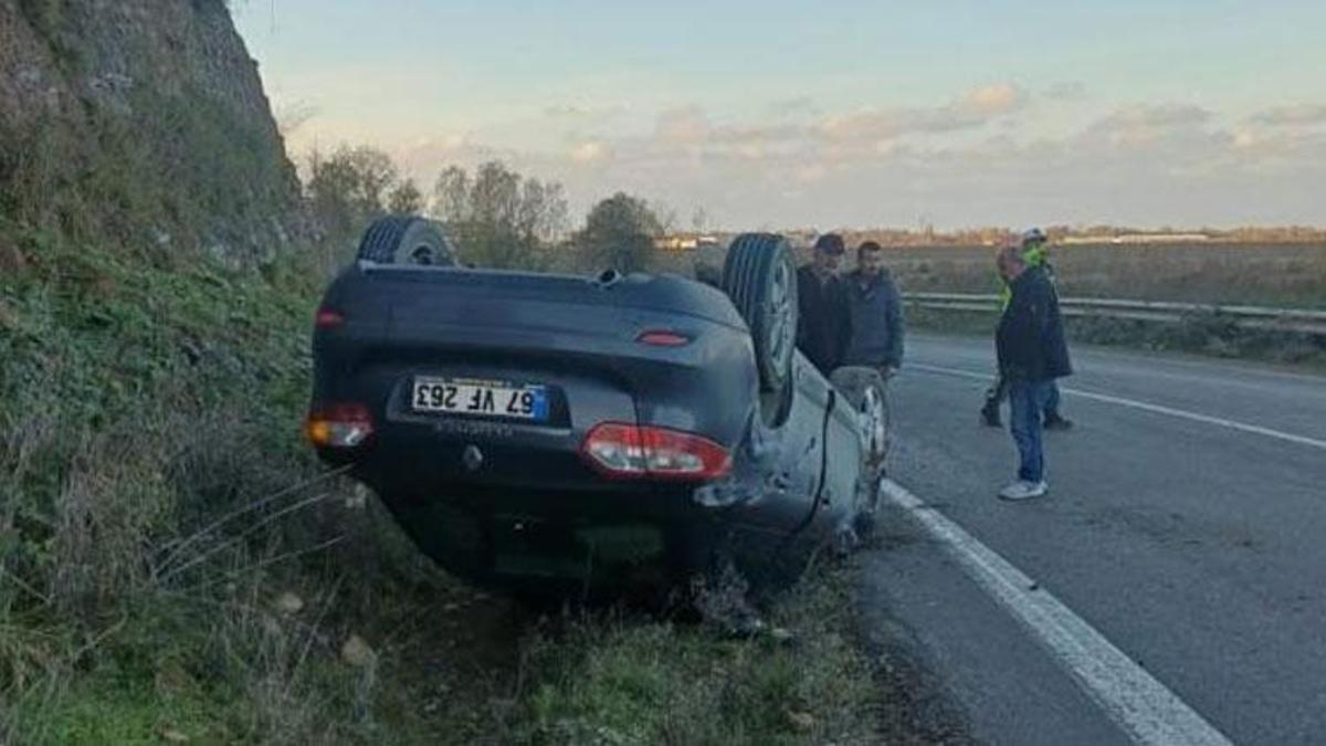 Zonguldak'ta otomobil takla atarak durabildi: 1 yaralı