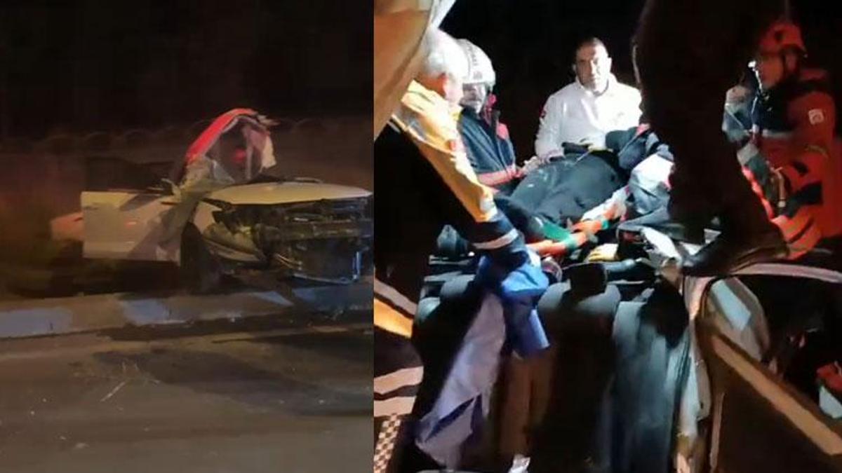 Malatya'da sürücüsünün kontrolünü yitirdiği otomobil direğe çarptı; 1'i ağır, 2 yaralı