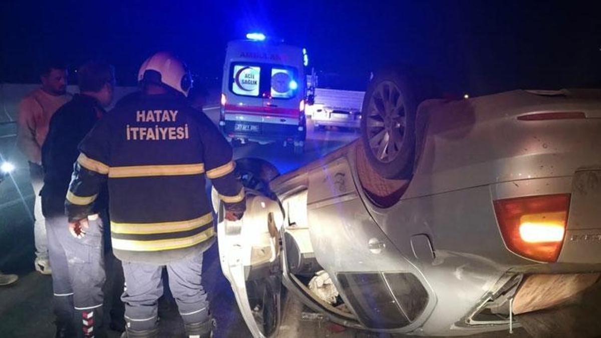 Hatay Hassa’da ters dönen otomobilin sürücüsü yaralandı