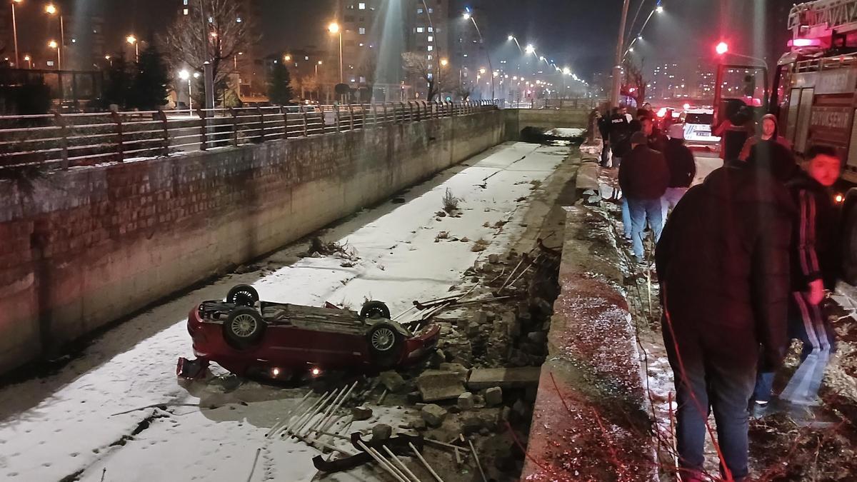 Kayseri’de otomobil boş sulama kanalına düştü: 1 yaralı