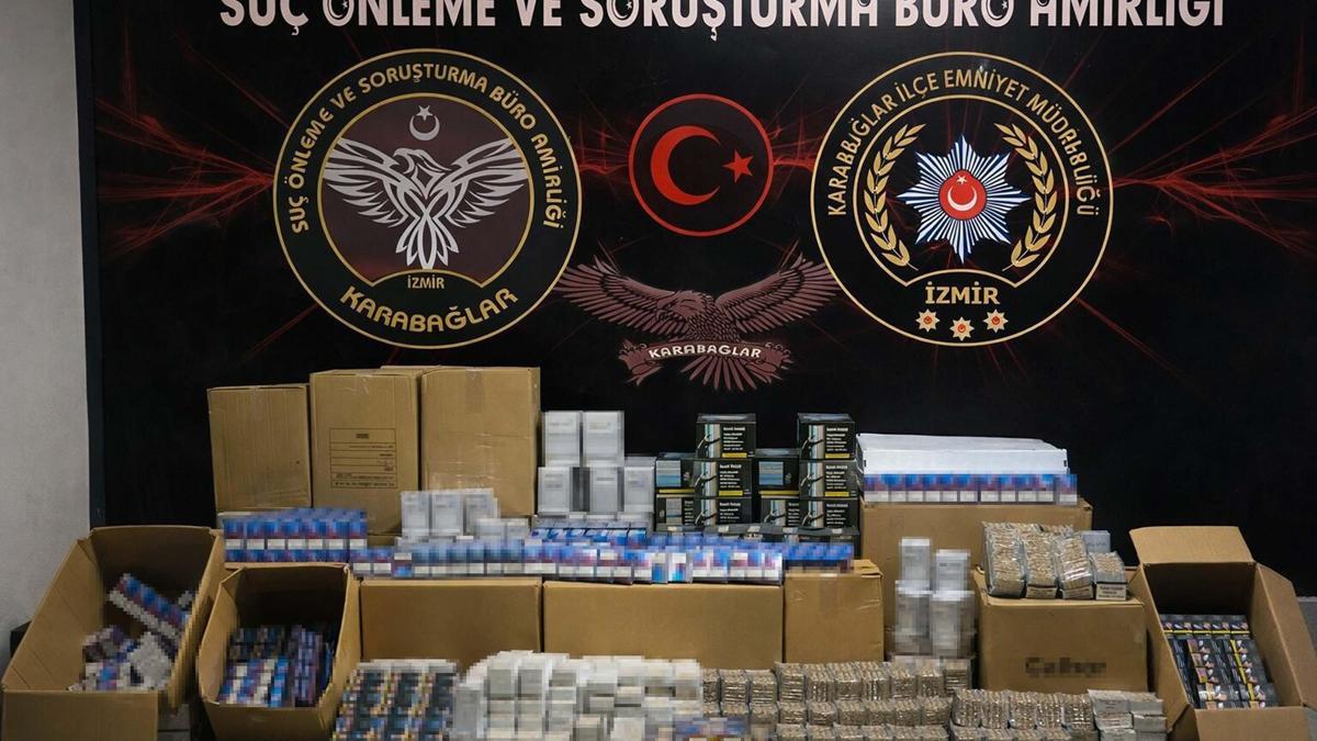 İzmir’de yarım milyon dal makaron ele geçirildi; 2 gözaltı