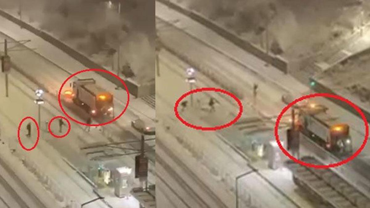 Kayseri’de kar topu isabet eden kar küreme aracı refüje çarptı; o anlar kamerada