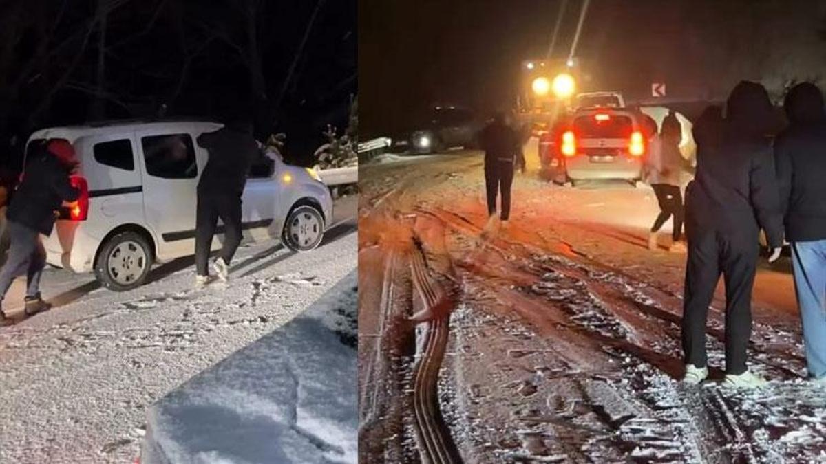 Oylat Kaplıcaları yolu kar nedeniyle kapandı: 20 araç mahsur kaldı