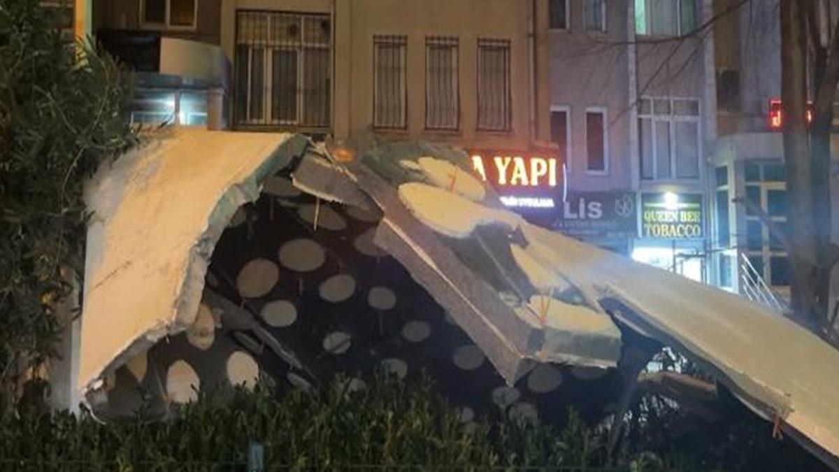Fırtına İstanbul'u vurdu! 15 katlı binanın dış cephesi uçtu