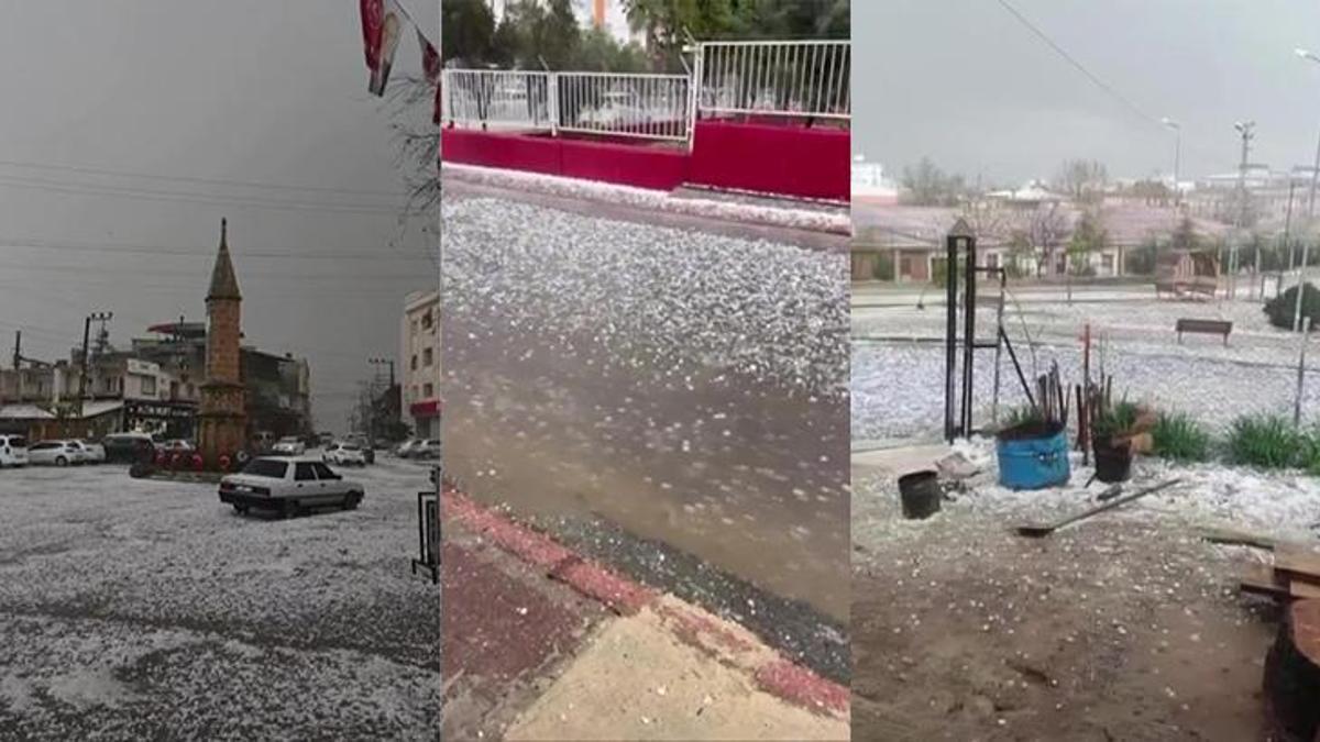 Adana'da dolu yağışı etkili oldu