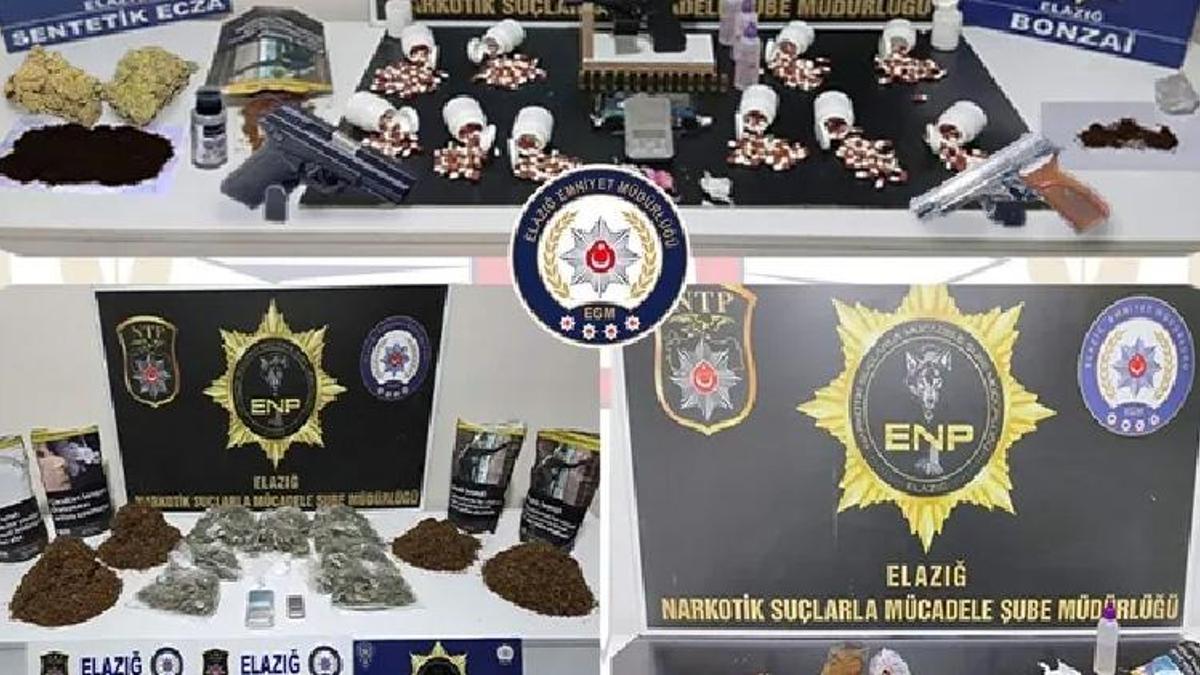 Elazığ'da uyuşturucu operasyonlarında yakalanan 19 zanlı tutuklandı