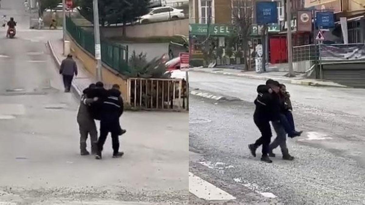 Çayırova'da rahatsızlanan yaşlı vatandaşı belediye işçileri kucaklarında taşıdı