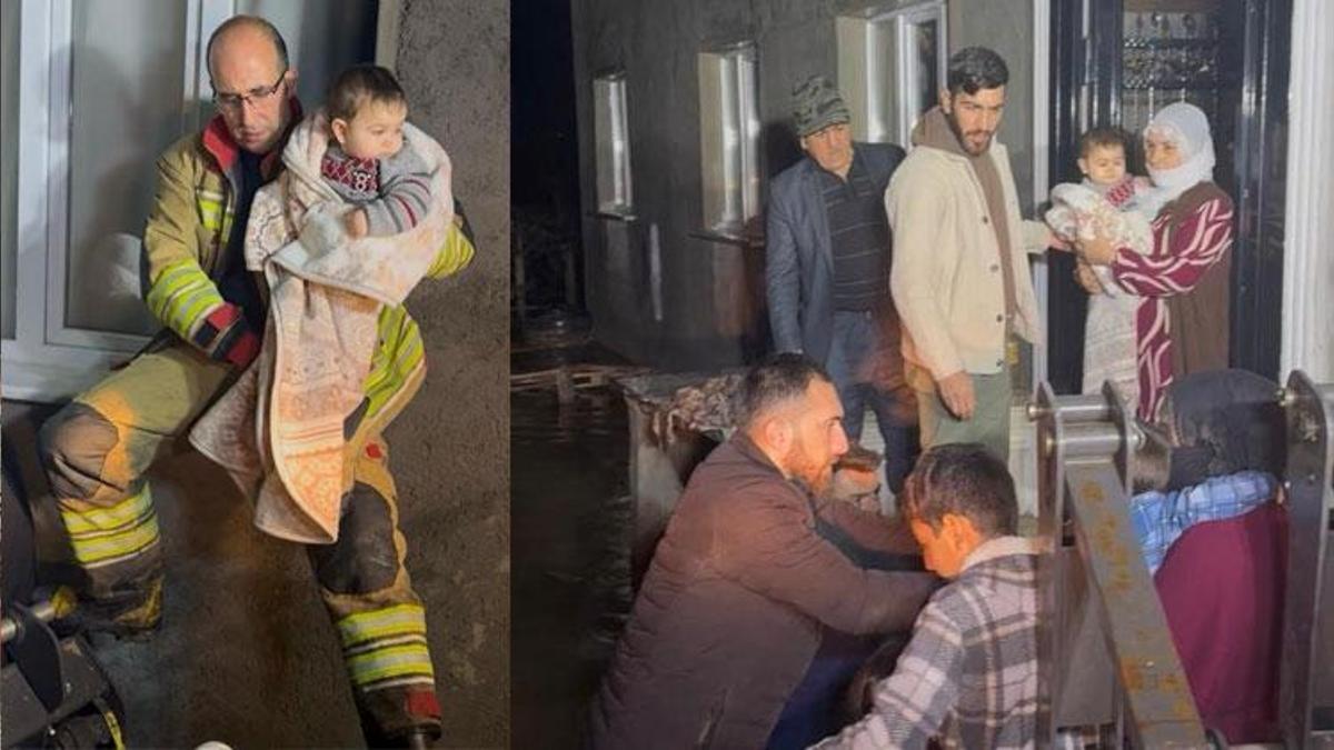 Manisa'da selde mahsur kalan 11 kişilik aileyi itfaiye kurtardı