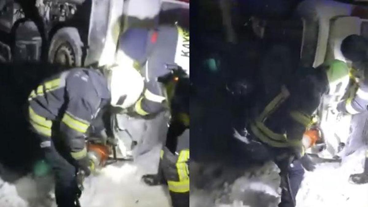 Kayseri’de hafif ticari araç şarampole yuvarlandı 4 kişi yaralandı