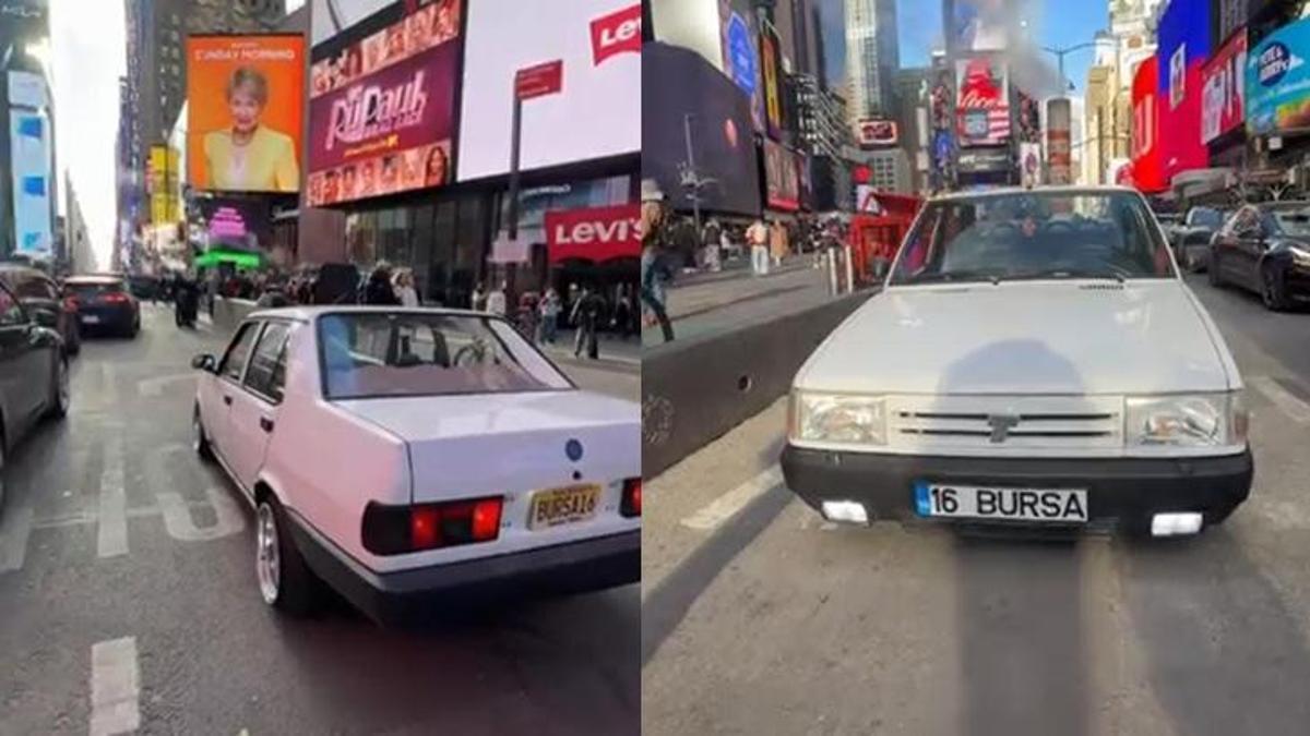 Simge araçlardan Tofaş "16" plakası ile New York sokaklarında büyük ilgi görüyor