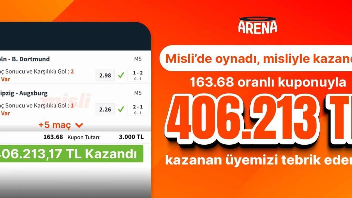 7 maçla 163.68 oran yakaladı, 406.213TL kazandı…