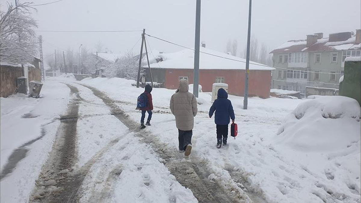 Van'a bahar geldi derken her yer beyaza büründü! Kar kalınlığı 20 cm'yi geçti
