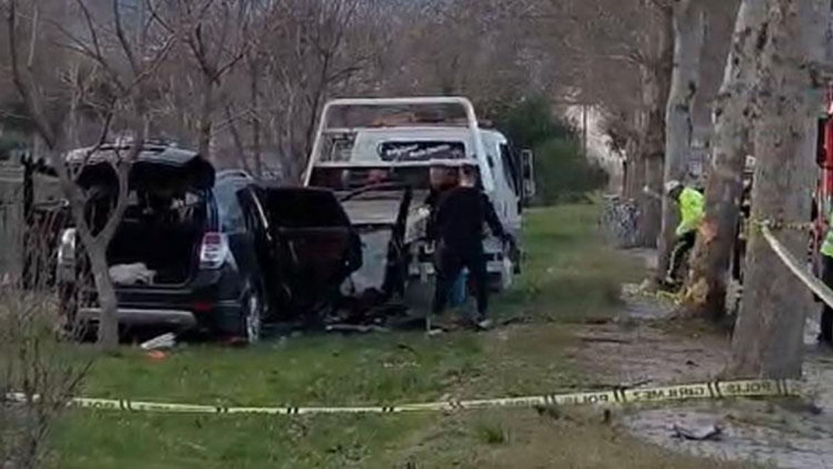 Turhal’da cip ağaca çarpıp alev aldı araçta bulunan 2 kişi yaralandı