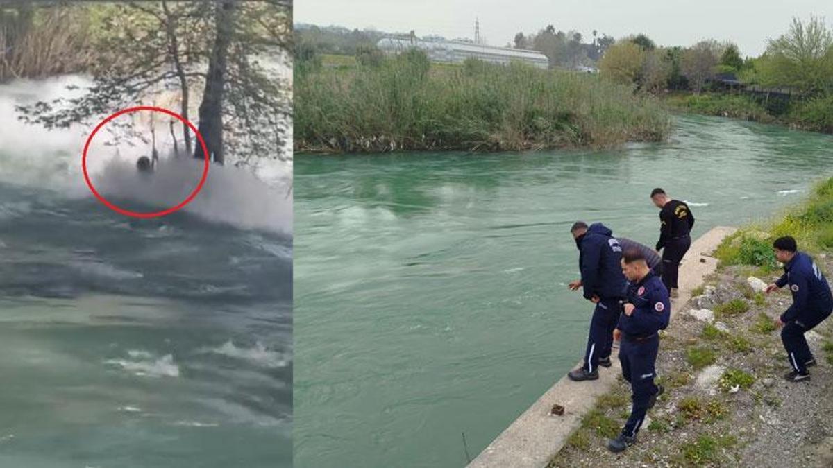 Berdan Çayı'na atlayan genç, suda kayboldu! Ağaç dalına tutunmaya çalıştığı anlar ortaya çıktı