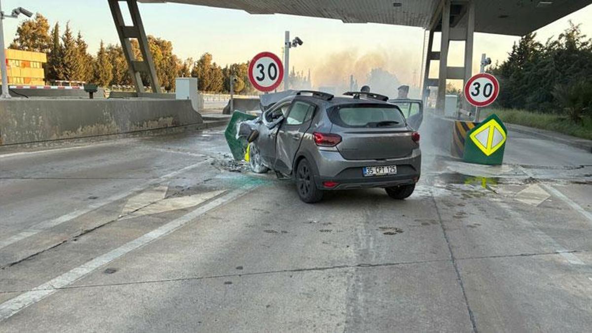 Menderes'de bariyerlere çarpıp yanan otomobilin sürücüsü öldü