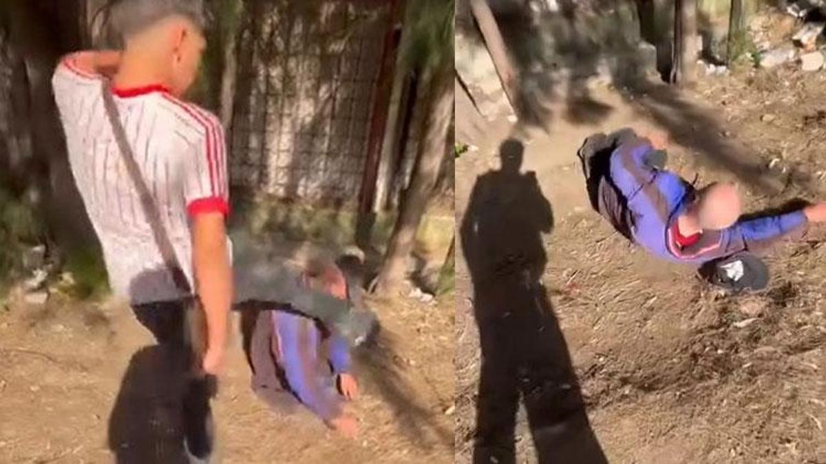 Yaşlı adamın yüzüne tekme atıp dalga geçtiler o anları sosyal medyada paylaştılar