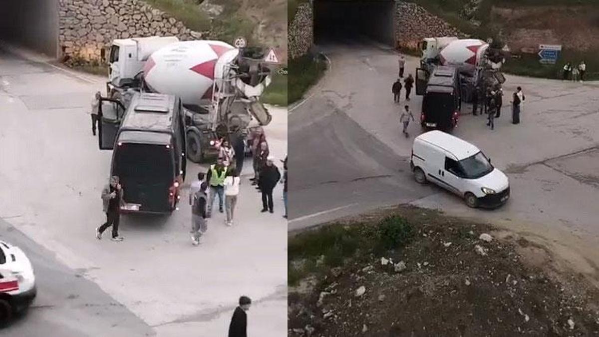 İnegöl'de beton mikseri ile minibüs çarpıştı 2 kişi yaralandı