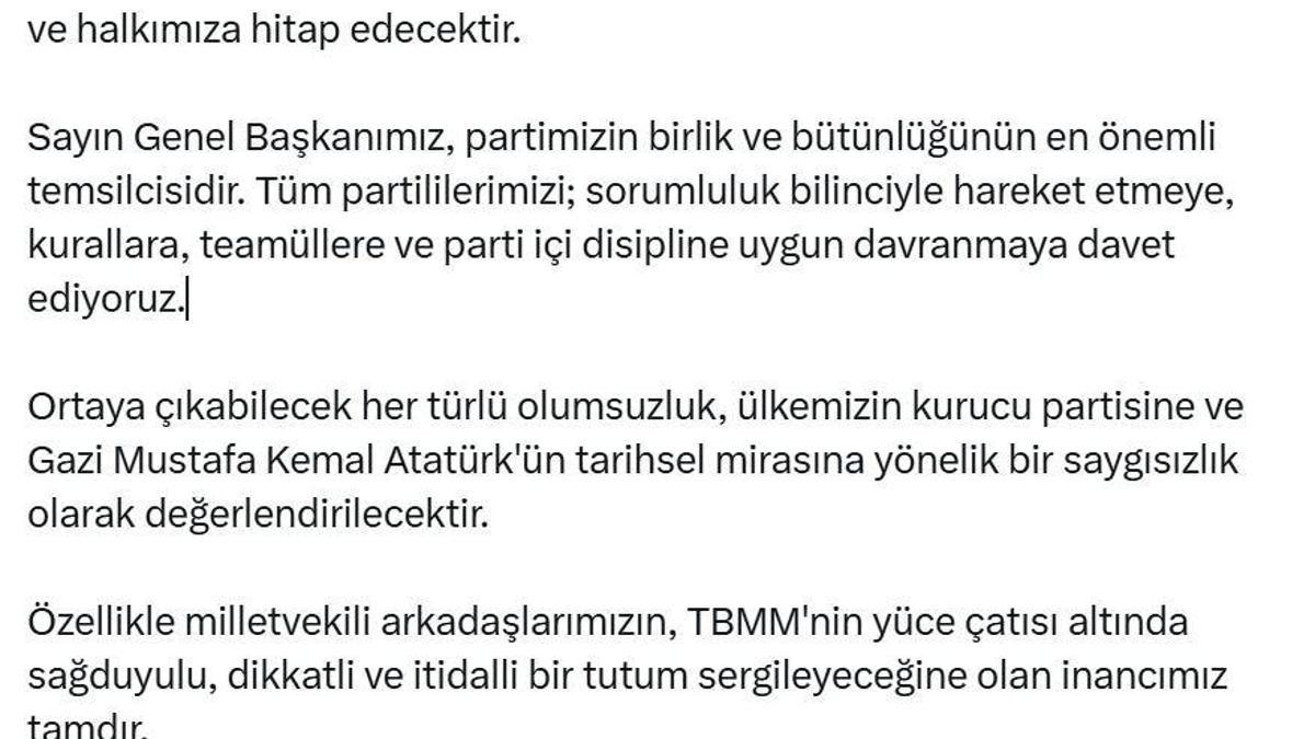 CHP Sözcüsü Sarı: Genel Başkanımız Kılıçdaroğlu, yarın grup toplantısını gerçekleştirecek