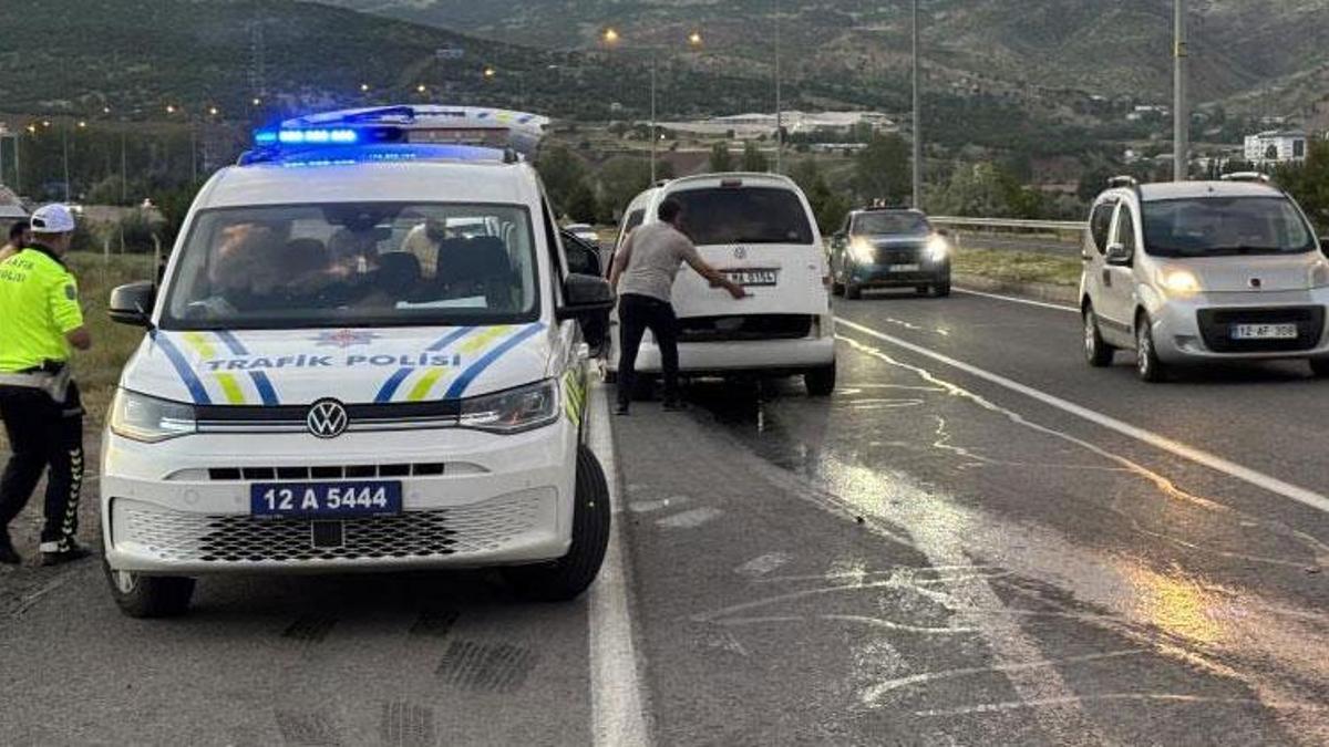 Lastiği patlayan araç refüjdeki aydınlatma direğini devirdi