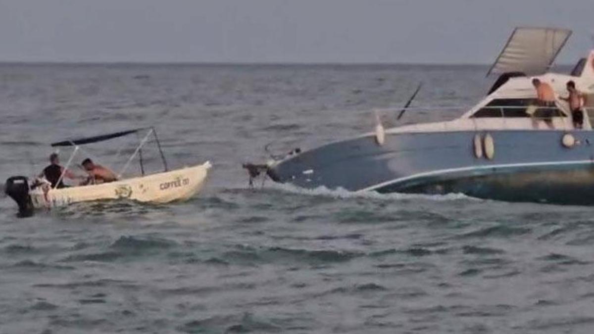 Karaya oturan teknede mahsur kalanları kurtarmak için giden balıkçı teknesi de arızalandı