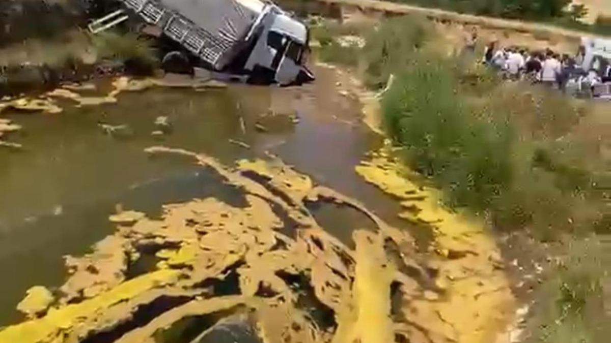 TIR, bariyerleri aşıp, dereye düştü; 3 yaralı