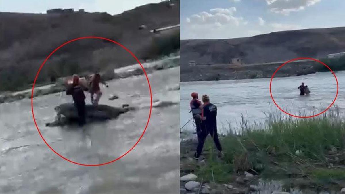 Kezer Çayı'nın su seviyesi yükselince kayanın üzerinde mahsur kalan çocuk kurtarıldı