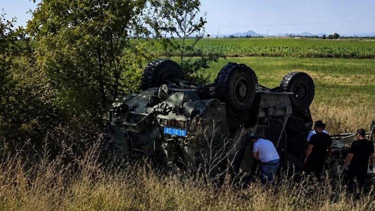 Konya’da askeri araç devrildi 1 askeri personel yaralandı