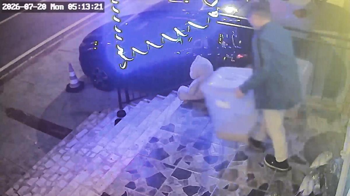 Dükkan önünde mama kutusu hırsızlığı kamerada