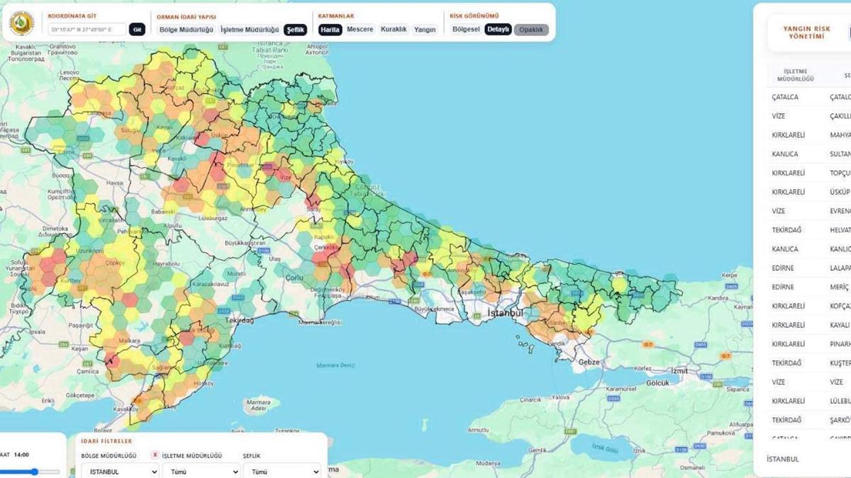 Kırklareli'de 7 noktada orman yangını riski var