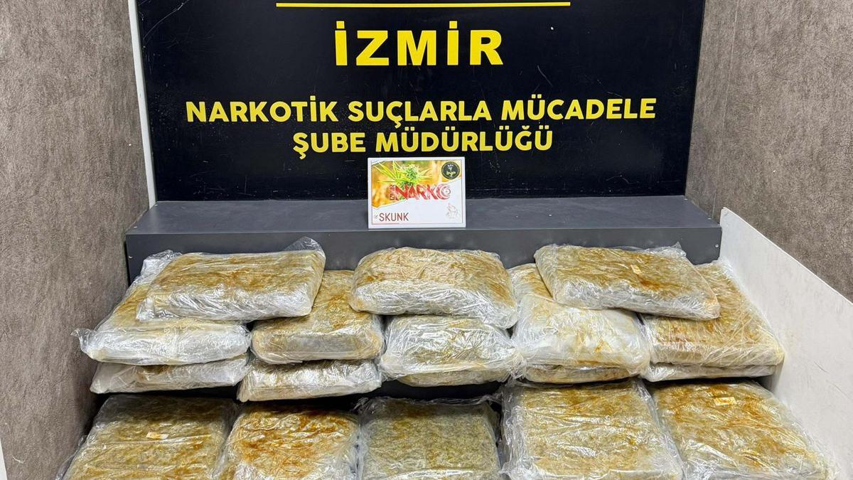 İzmir'de 29 kilo 800 gram skunk ele geçirildi