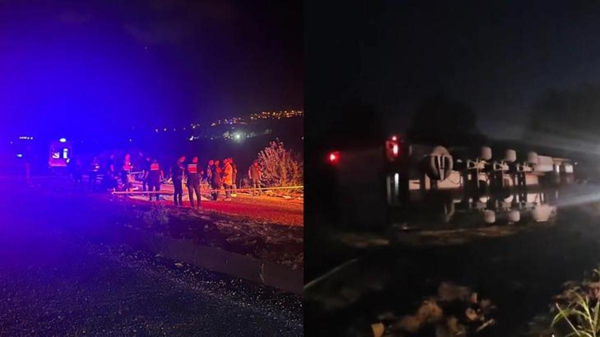 Ters şeride giren alkollü tır sürücüsü motosiklete çarptı: 2 kişi can verd,, 1 yaralı