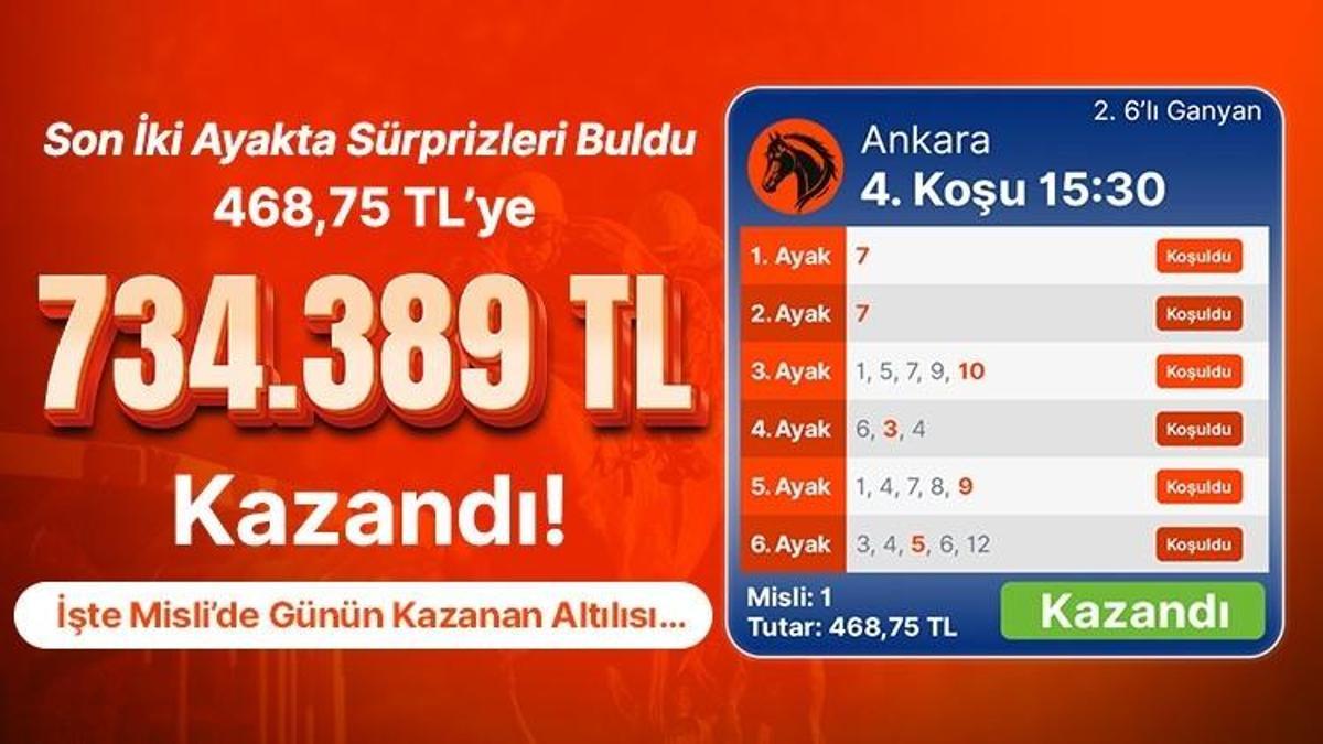 Son İki Ayakta Sürprizleri Buldu 468,75 TL’ye 734.389 TL Kazandı! İşte Misli’de Günün Kazanan Altılısı…