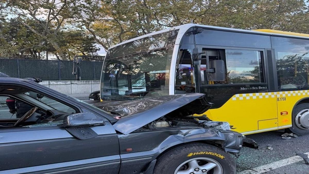 Sarıyer'de İETT otobüsüne çarptı: Karşı yöne giren cip trafiği felç etti