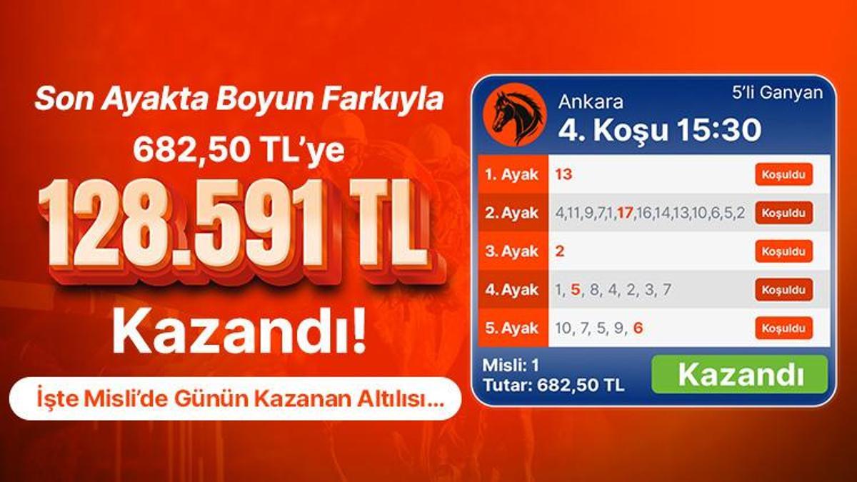 Son Ayakta Boyun Farkıyla 682,50 TL’ye 128.591 TL Kazandı! İşte Misli’de Günün Kazanan Altılısı…