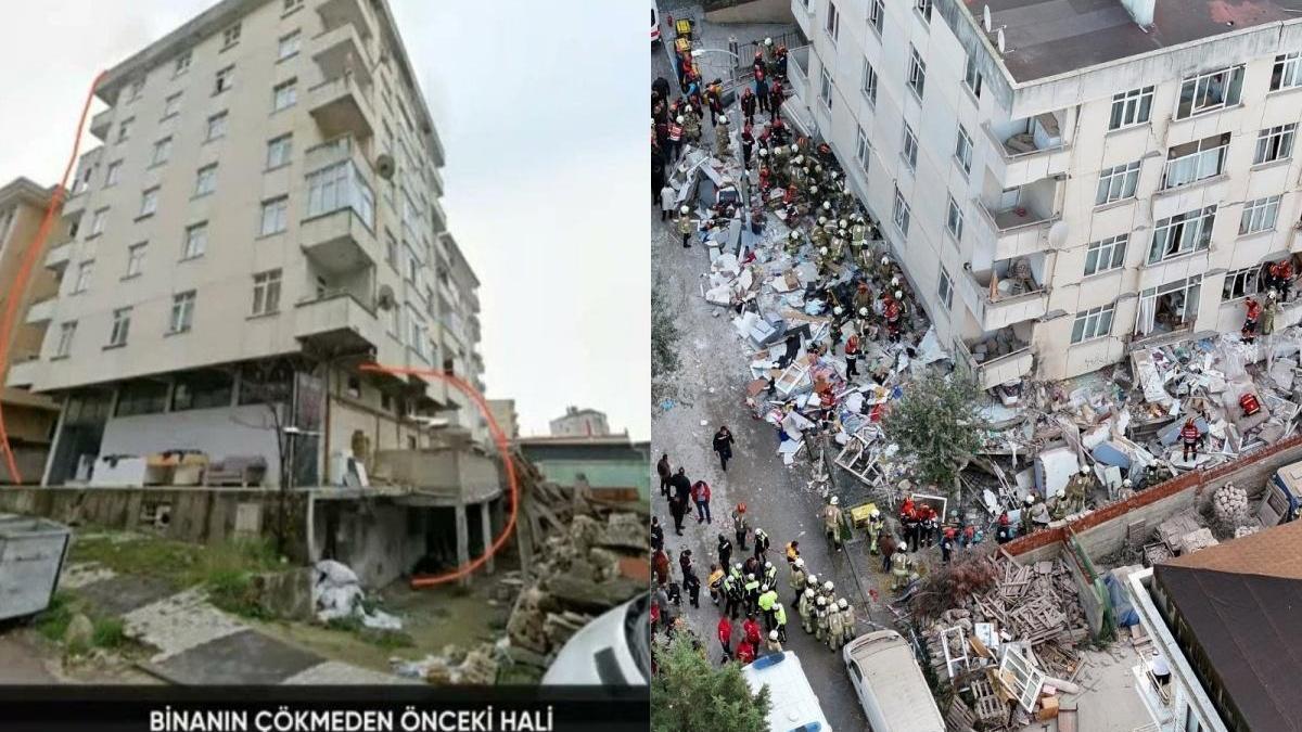 39 yıllık binaya 3 kat kaçak çıkılmış! Maltepe'de 3 katı çöktü, önceki fotoğrafı ortaya çıkt