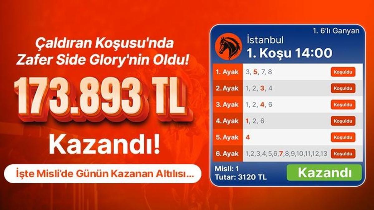 Çaldıran Koşusu'nda Zafer Side Glory'nin Oldu! 173.893 TL Kazandı! İşte Misli’de Günün Kazanan Altılısı…