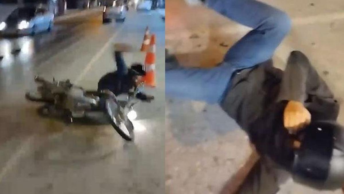 TIR’dan dökülen yağ nedeniyle kayganlaşan yolda motosiklet devrildi