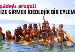 Kadınlar plajında kadınlı erkekli deniz girecekler