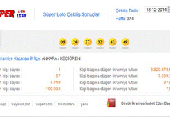 Süper Loto 18 Aralık 2014 çekilişi - Süper Loto sonucu
